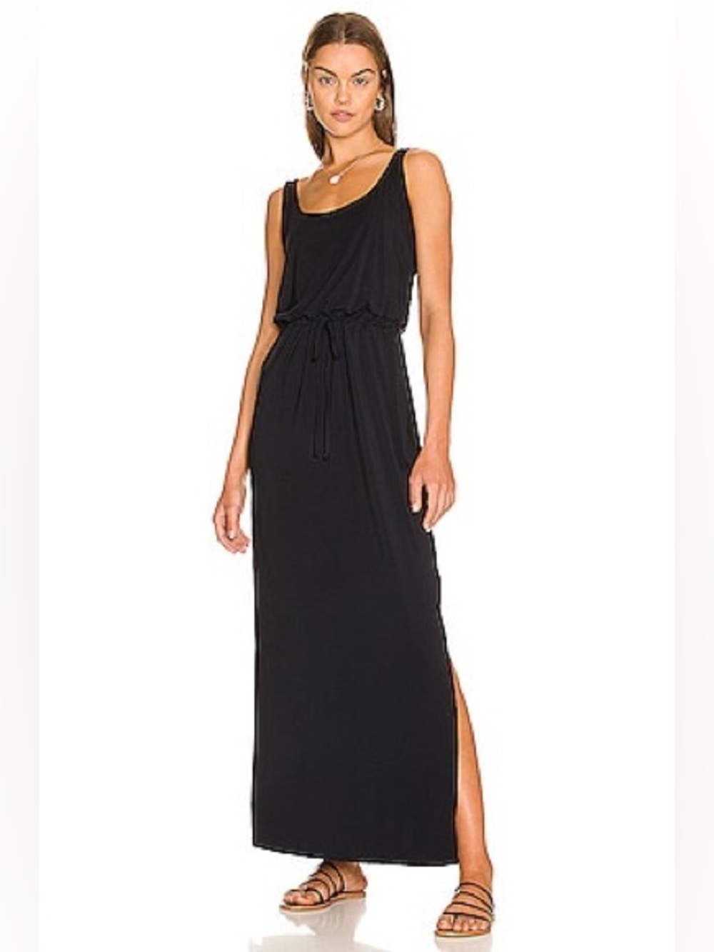 COMMANDO Butter Tank Maxi Dress in Black Tie Waist Size XS